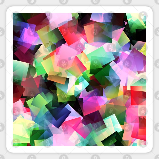 Bright Colorful Chaotic Squares Pattern Sticker by KaSaPo